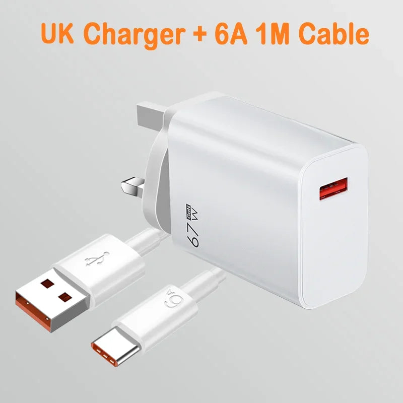 Câble de données USB 6A vers Type-C charge rapide compatible smartphones Android