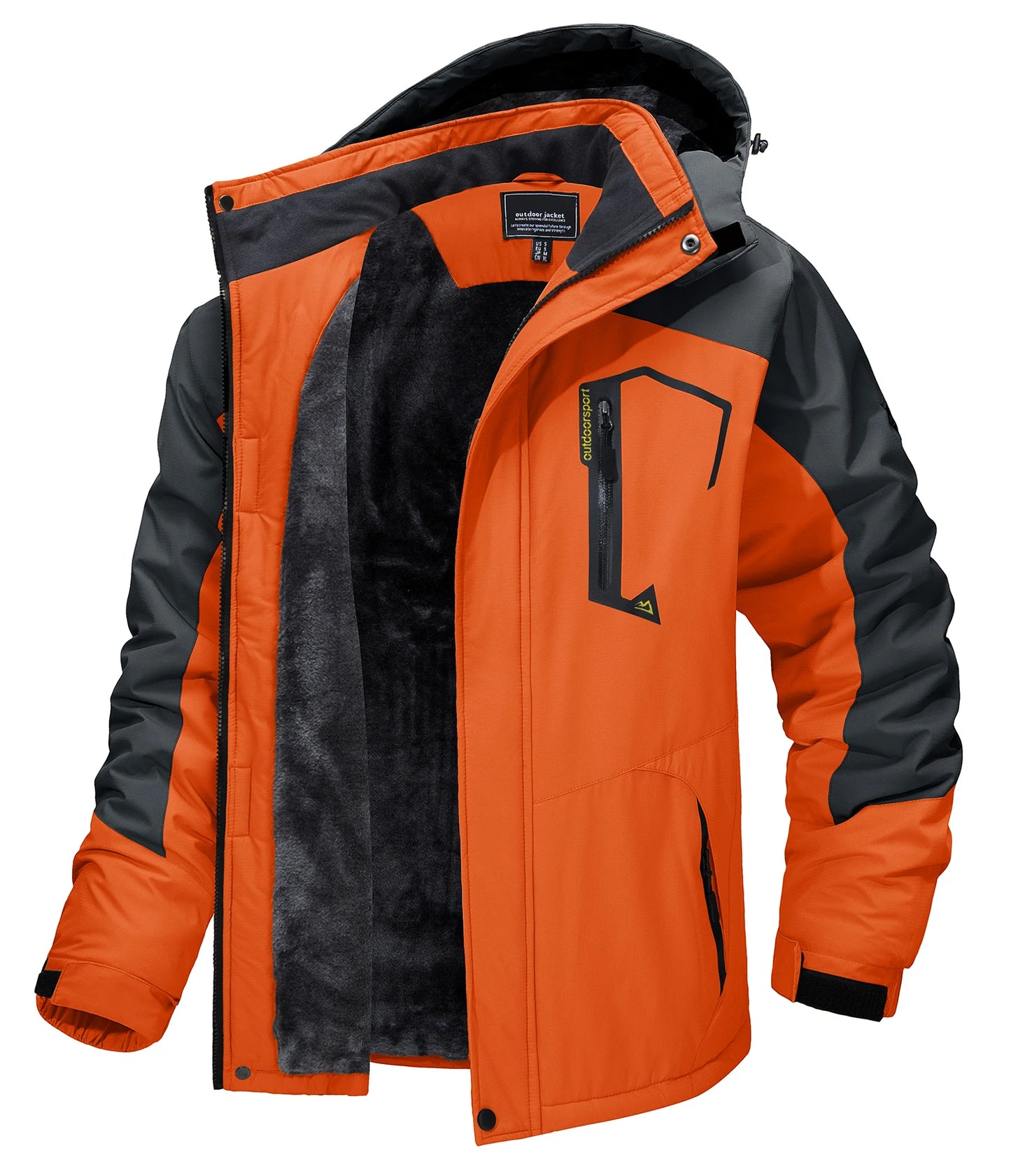 TACVASEN Fleece Lined Mountain Jackets Men Outdoor Hiking Jackets Detachable Hooded Coats Ski Snowboard Parka Winter Outwear