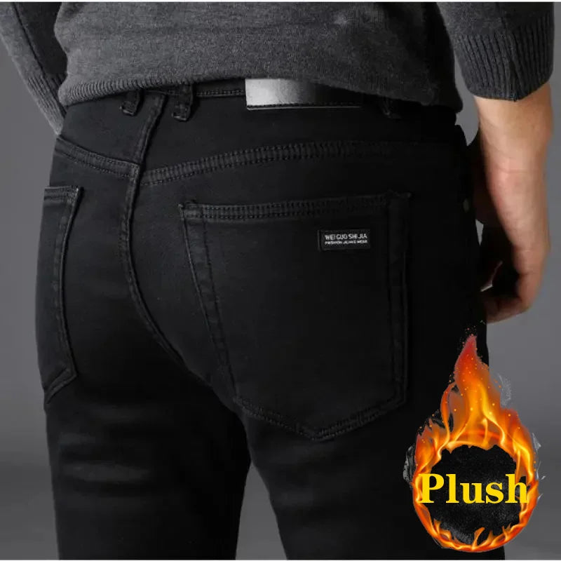 Jean Homme Classique Stretch Noir — Biker Denim Coupe Ajustée