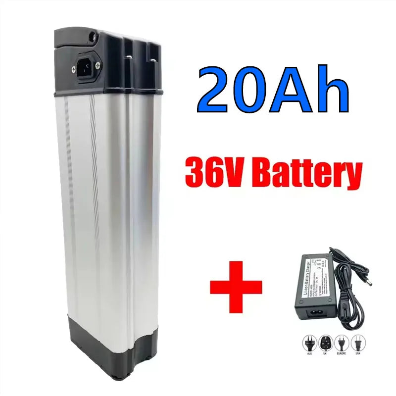 Batería de litio tipo "Silverfish" universal Express de gran capacidad de 36 V y 15 Ah-20 Ah-30 Ah para motocicleta eléctrica, bicicleta plegable, para llevar