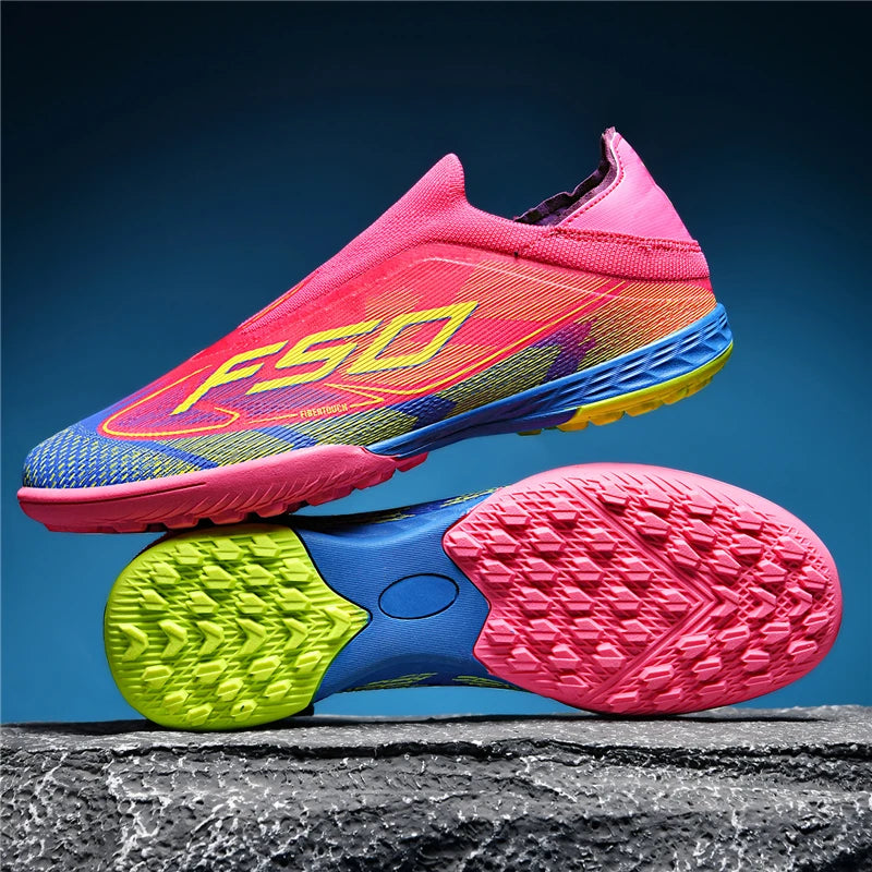 qztzx Chaussures de Football FG Homme Cuir Verni Montantes — Crampons Longs, Professionnel EU 31–48