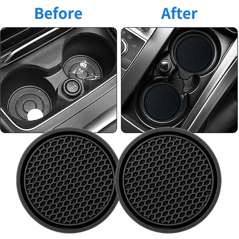Porte-gobelet noir pour voiture, 2 pièces, insertion antidérapante, sous-verres, tampons, accessoires d'intérieur pour la plupar