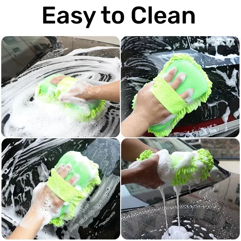 Microfiber Car Wash Sponge, Car Care Cleaning, Detailing Brushes, Wash Towel, Auto Gloves, Styling Accessories