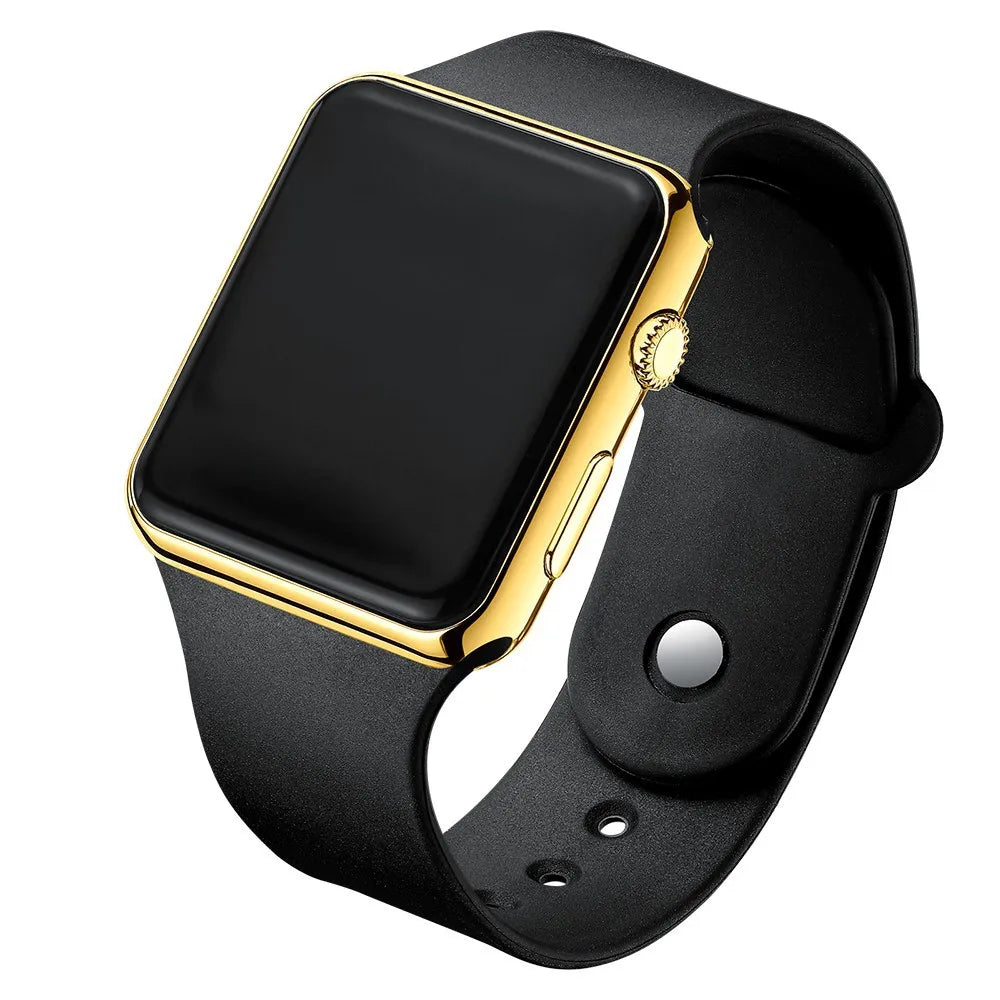 Montre Numérique Sport LED Silicone Noir — Mode Décontractée Homme Femme
