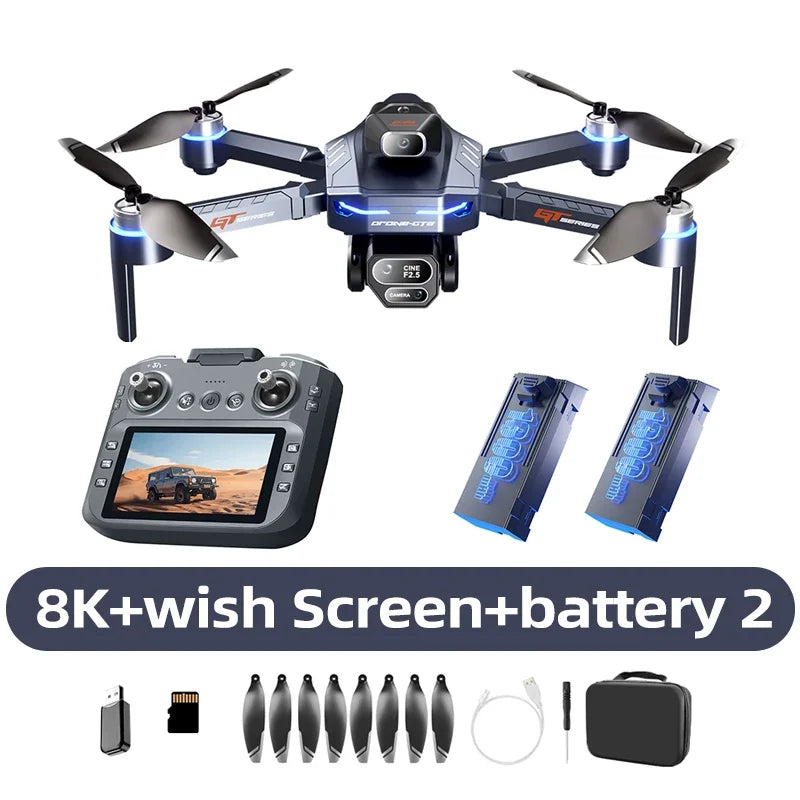 Drone GPS 8K professionnel — double caméra, moteur brushless, maintien d'altitude, quadricoptère pliable RC