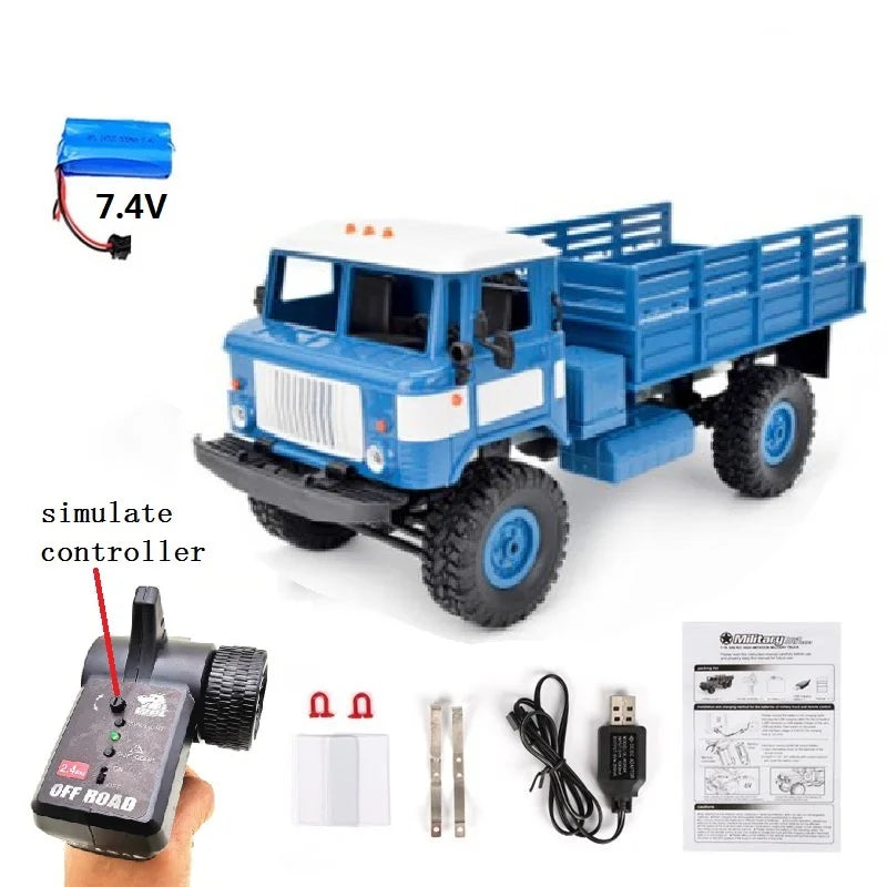 WPL B-24 Peugeot Remote Control Military Truck DIY Off-Road Version B24 RC Car 4-Wheel Bumoso Drive Climbing GAZ-66 Vehicle Toy Gift for Boy