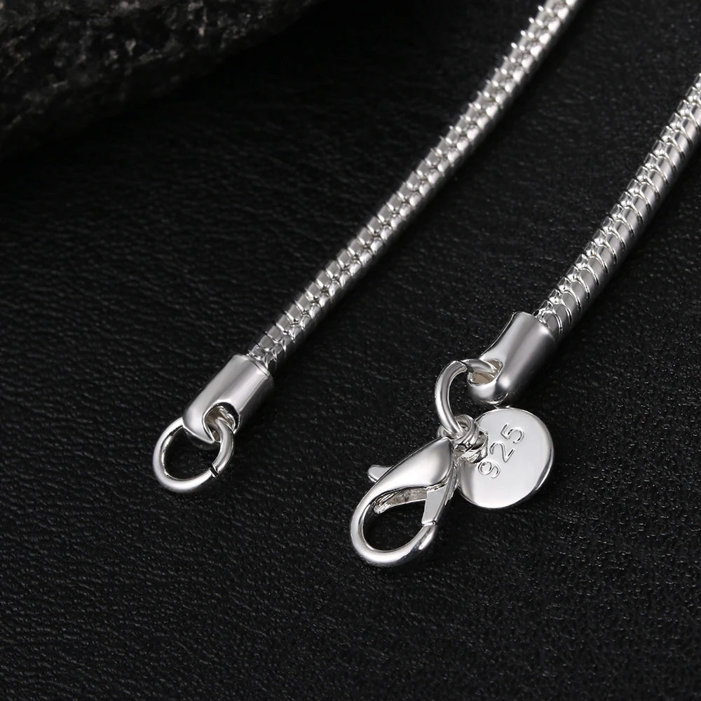 Solid Silver Color Snake Chain Necklace 45-60cm, 1MM/2MM/3MM, for Men and Women, Fashion Jewelry for Pendant, Free Shipping