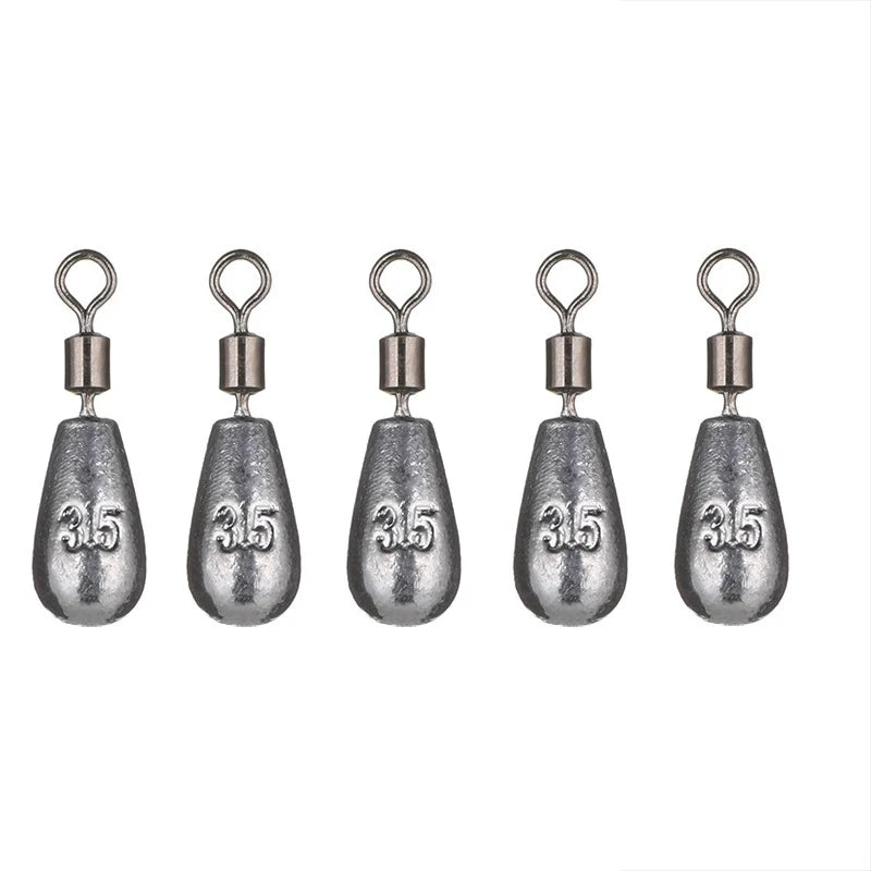 Poids en forme de goutte d'eau pour la pêche à la carpe, accessoire pour appât, 3.5g, 5g, 7g, 10g, 14g, 20g, lot de 5 pièces