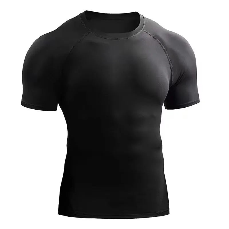 Men's Fitness Apparel, Outdoor Sports, Quick-Dry Short Sleeve T-Shirt, Professional Training, Running, Stretchy, Slim Fit, Yoga