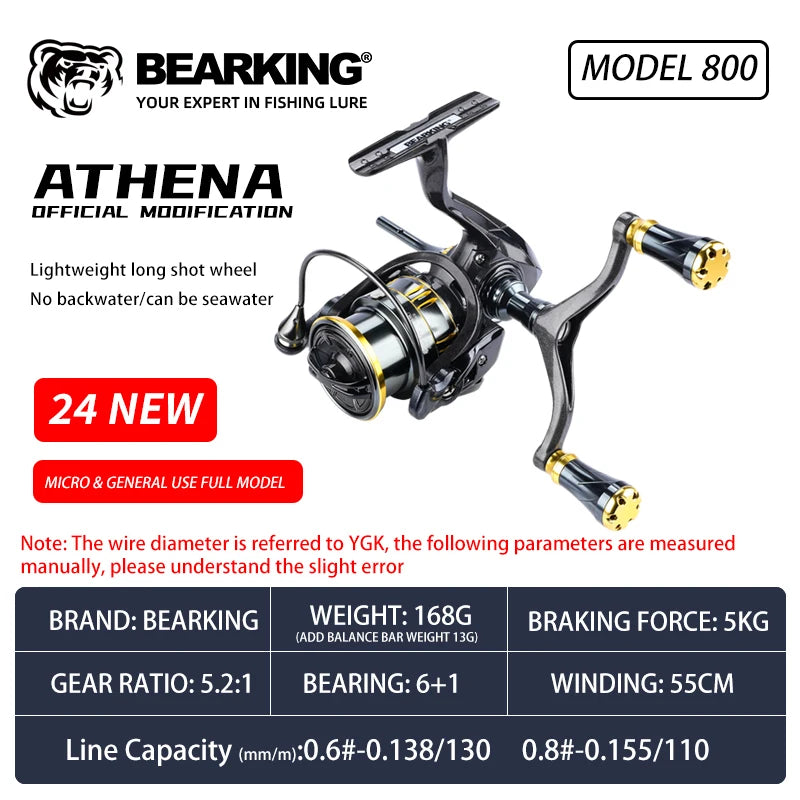 BEARKING RS Athena 5.2:1 roue rotative 6 + 1BB bouche inclinée tasse peu profonde Double bras oscillant tige d'équilibre roue rotative universelle