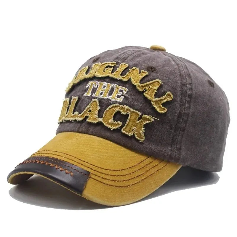 Gorra de béisbol vintage unisex, sombreros de algodón lavados para hombres y mujeres, gorra informal con letras negras bordadas, gorra deportiva al aire libre