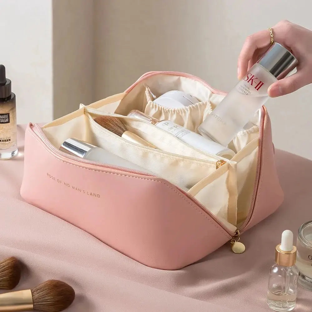Bolsa de maquillaje de lujo para mujer, neceser, estuche de maquillaje, caja organizadora de polvos, bolsa de cosméticos con cremallera para viaje
