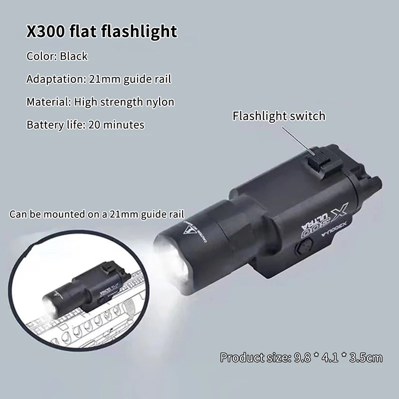 Lampe tactique à montage sur rail de 20 mm, chasse en plein air, jeu CS, lampe torche LED multifonctionnelle