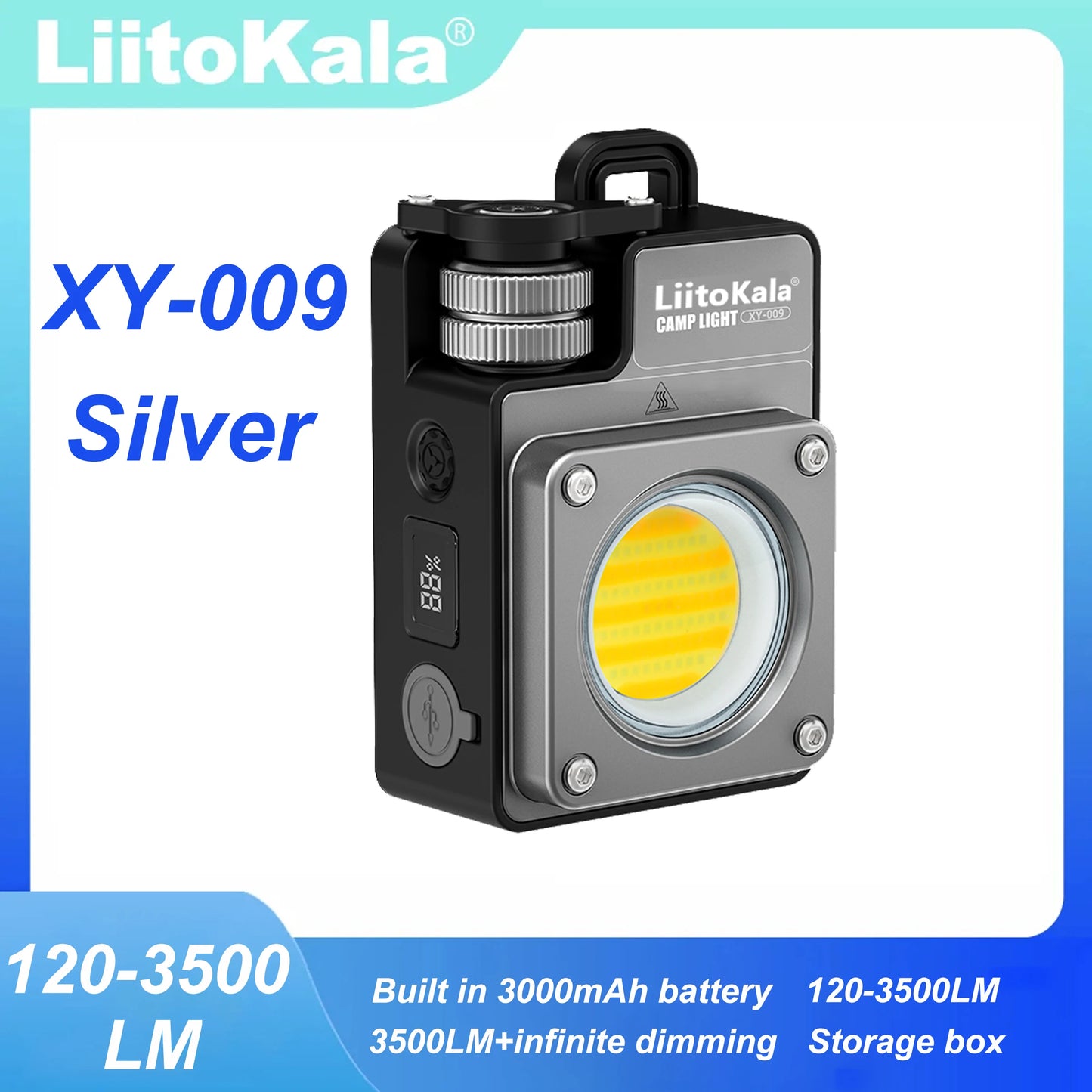 Lampe de camping LED rechargeable portable LiitoKala XY-009, multifonctionnelle, pour les activités de plein air, longue durée de vie