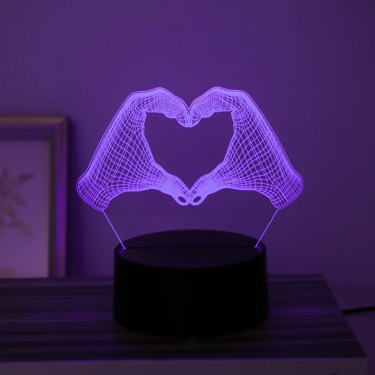 Veilleuse 3D en forme de cœur à deux mains, éclairage LED pour la maison, le bureau, la décoration de Noël, le paupières, la chambre, le cadeau d'anniversaire