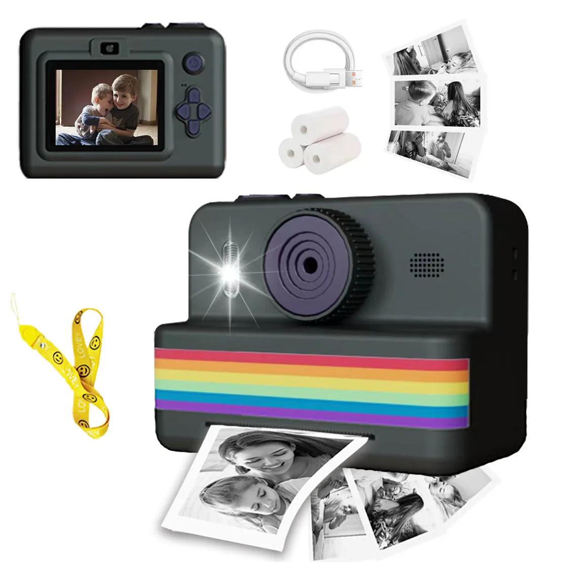 Kids Digital Camera for Photography Mini Portable Thermal Printer Instant Printing Photo Children Camera 2.8-inch HD Video Toy Gifts