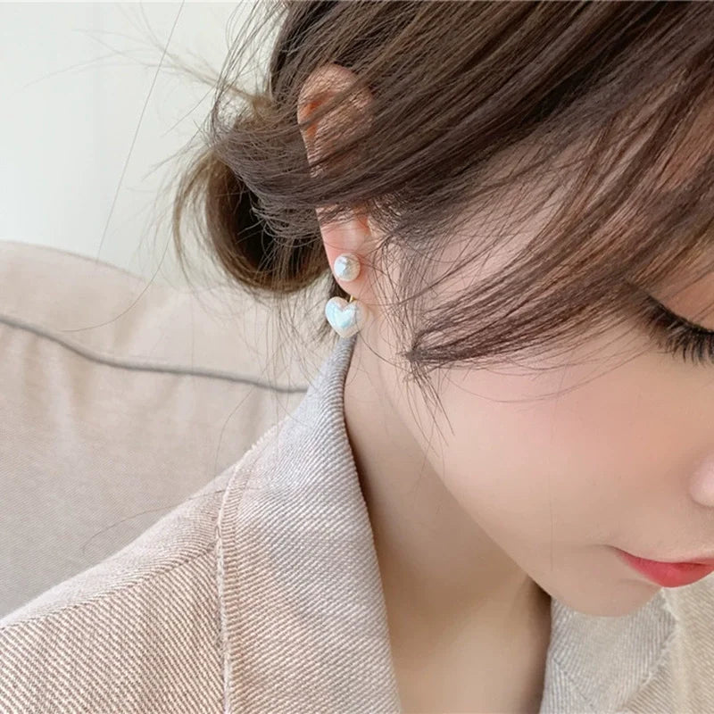 Boucles d'oreilles élégantes en forme de cœur pour femmes, Imitation de poire, coréen, Simple, bijoux de fête de mariage, cadeaux de la saint-valentin