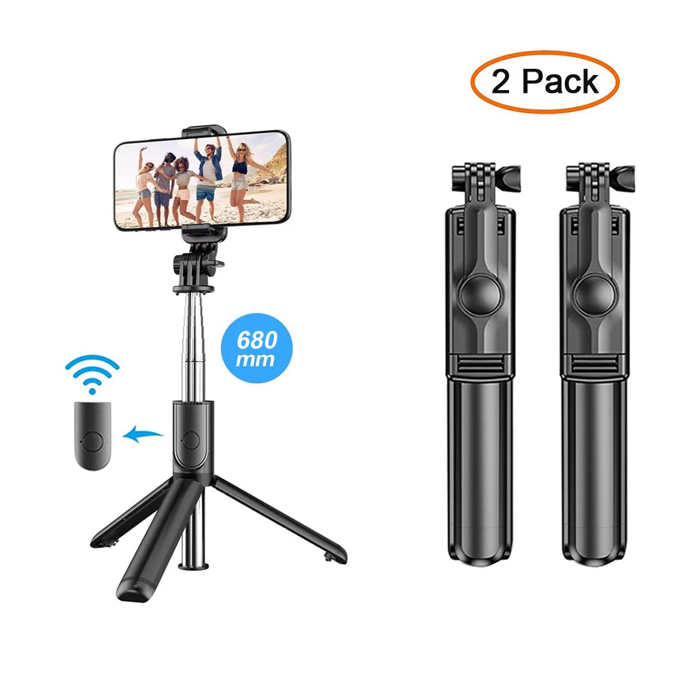 3-in-1 Bluetooth Wireless Selfie Stick Tripod, with Fill Light Shutter Remote Control, Portable Foldable Monopod for iPhone Smartphone