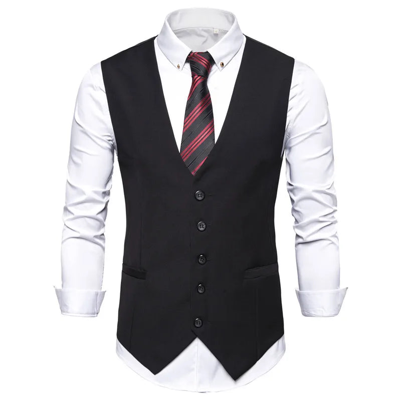 Gilet de costume coréen Slim Fit pour hommes, grande taille, Gilet d'affaires de mariage, Gilet de mode décontracté britannique