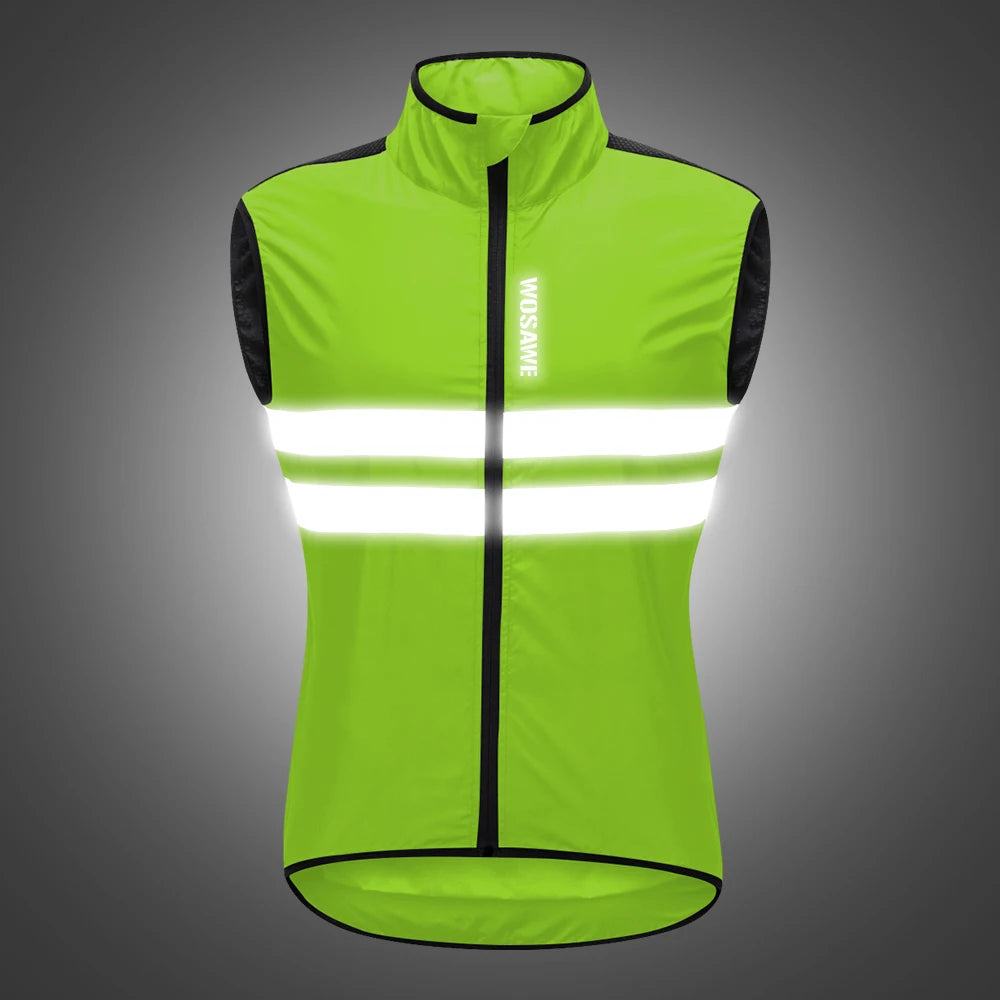 Gilet de cyclisme ultraléger sans manches — résistant à l'eau, coupe-vent, VTT, visibilité nocturne