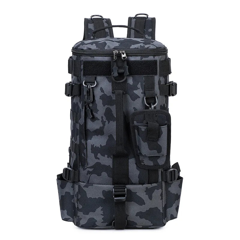 Sac à dos de pêche tactique, sac de matériel avec porte-canne, rangement d'équipement de poisson Molle Camping randonnée sac multifonctionnel en plein air