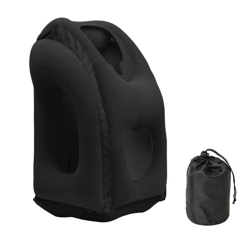 Almohada de viaje inflable, modelo nuevo, soporte de barbilla portátil, almohada de cuello para avión, coche, autobús, tren, oficina, descanso para la siesta