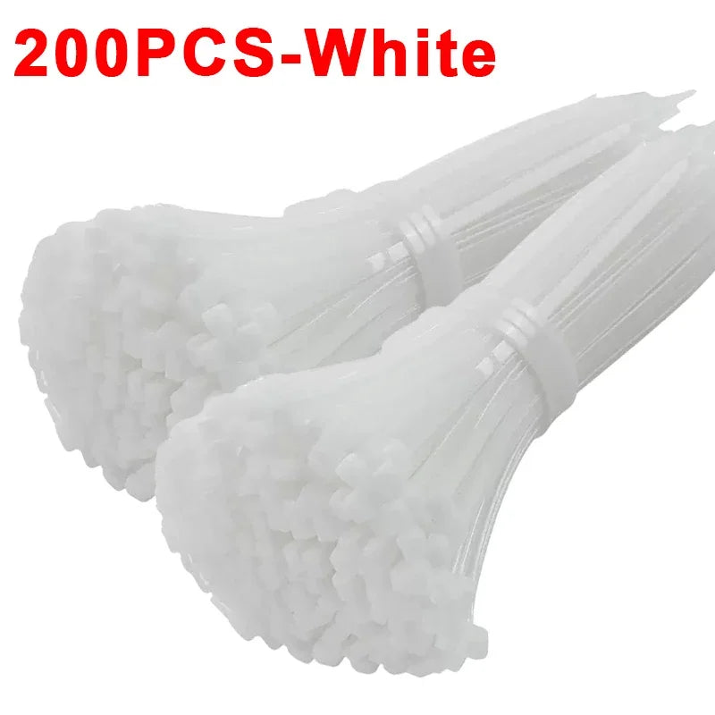 Attaches de câble en Nylon réglables autobloquantes, boucle de fixation, attaches métalliques en plastique réutilisables pour le bureau et la maison