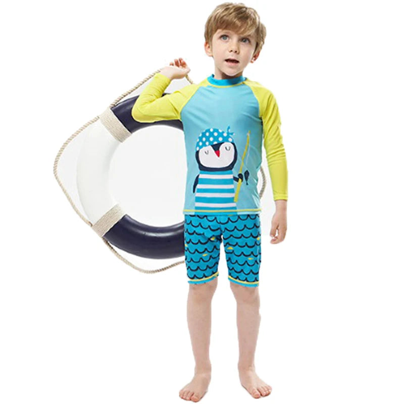 2025 garçons maillot de bain deux pièces ensemble 3 à 4 5 6 7 8 9 10 11 12 ans enfant en bas âge requin imprimé Infantil à manches longues enfants maillots de bain