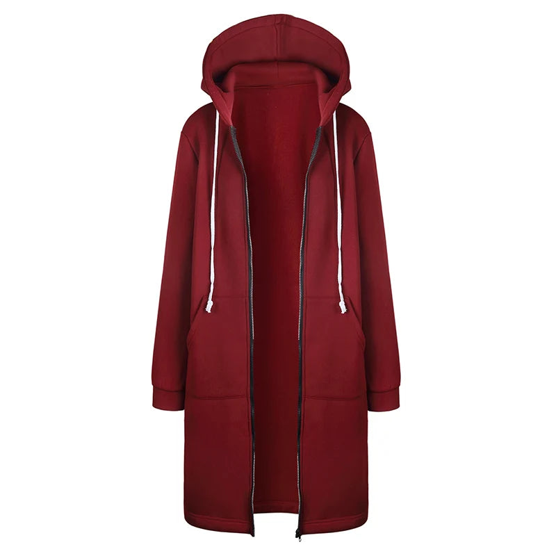 Parka à capuche épaisse pour femme, veste ample, avec fermeture éclair, poche, taille Maxi, robes de sport, vêtements d'extérieur, automne hiver 2024