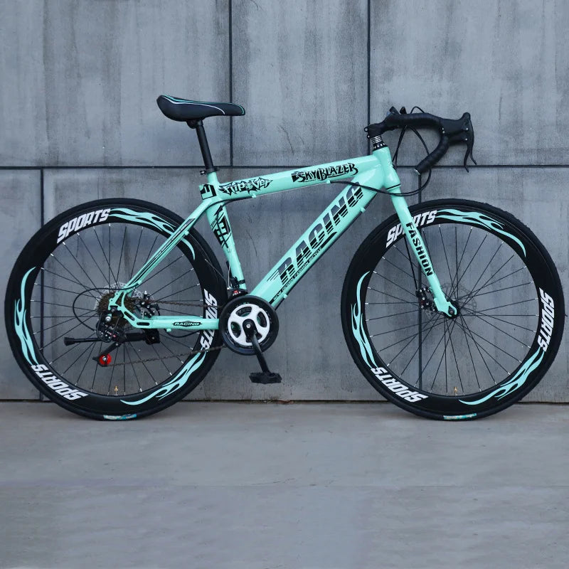 Fábrica China nueva bicicleta 700 * 23C 25C bicicleta de carretera de acero con freno de disco y 24 velocidades