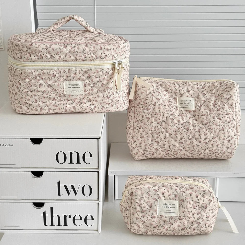 Trousse Toilette Vintage Florale Voyage — Organisateur Maquillage Grande Capacité