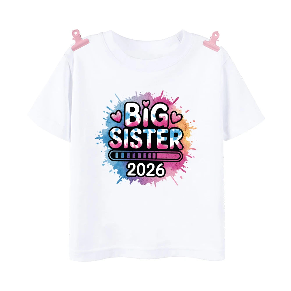 T-shirt imprimé pour enfants, tenue d'été pour enfants, chemises à manches courtes, vêtements d'annonce pour bébé, promu à Big Brother, Big Sister, 2026