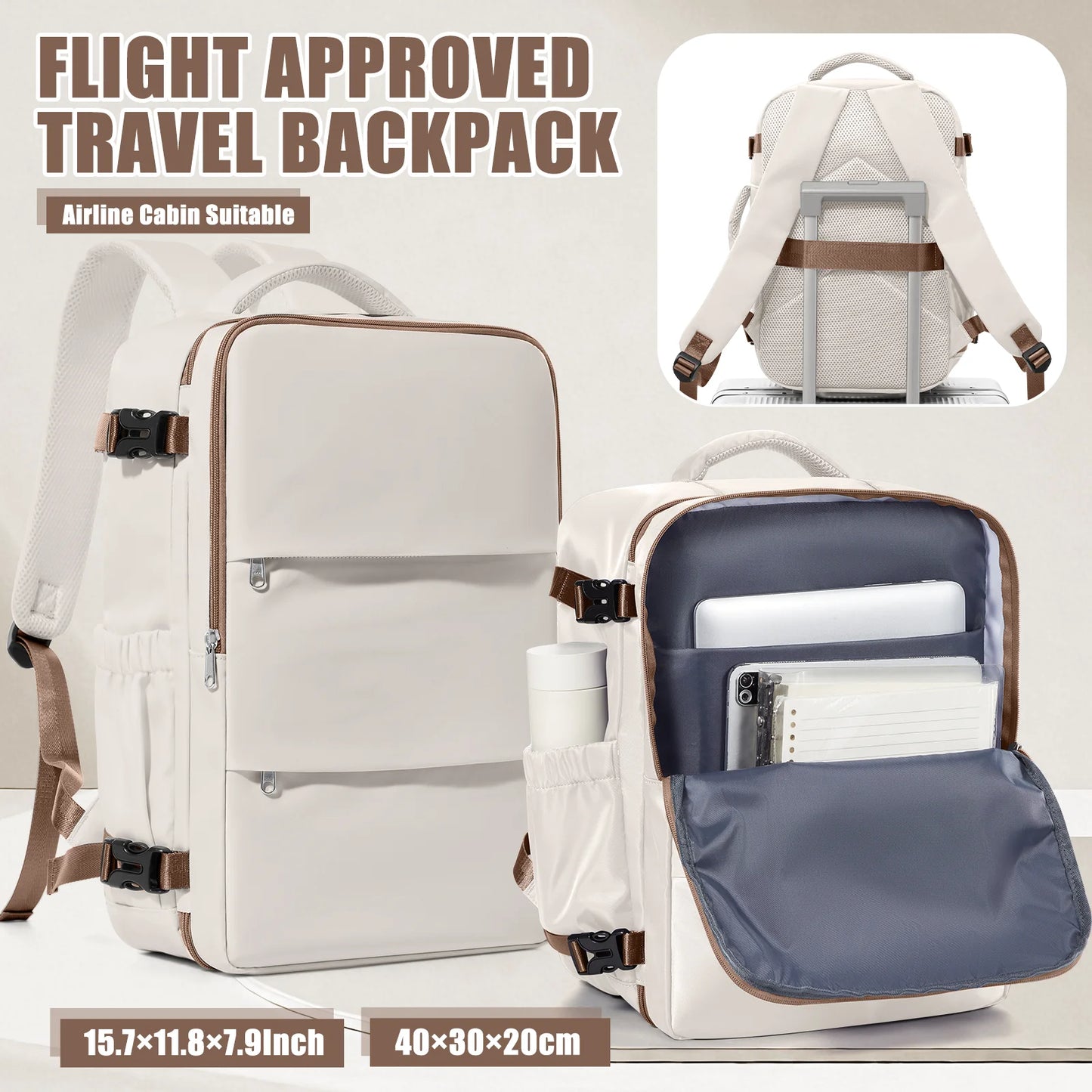 Sac à Dos Voyage Cabine Avion 40x30x20 — Étanche Ordinateur Bagage à Main