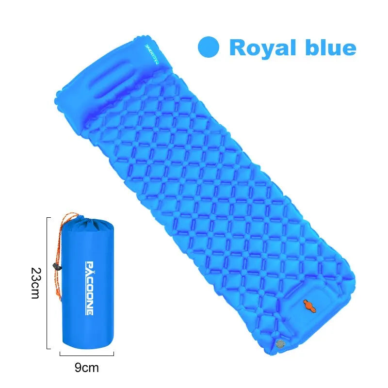 Camping en plein air Gonflable Matelas Couchage Pad Avec Oreillers Ultra Léger Air Mat Intégré Gonfleur Pompe Randonnée
