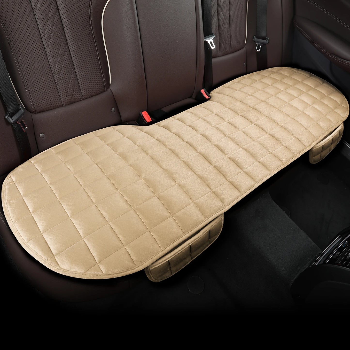 1 Piece of Short Embroidered Plaid Hairless Backless Warm and Comfortable Universal Car Cushion with Storage Bag, Suitable for