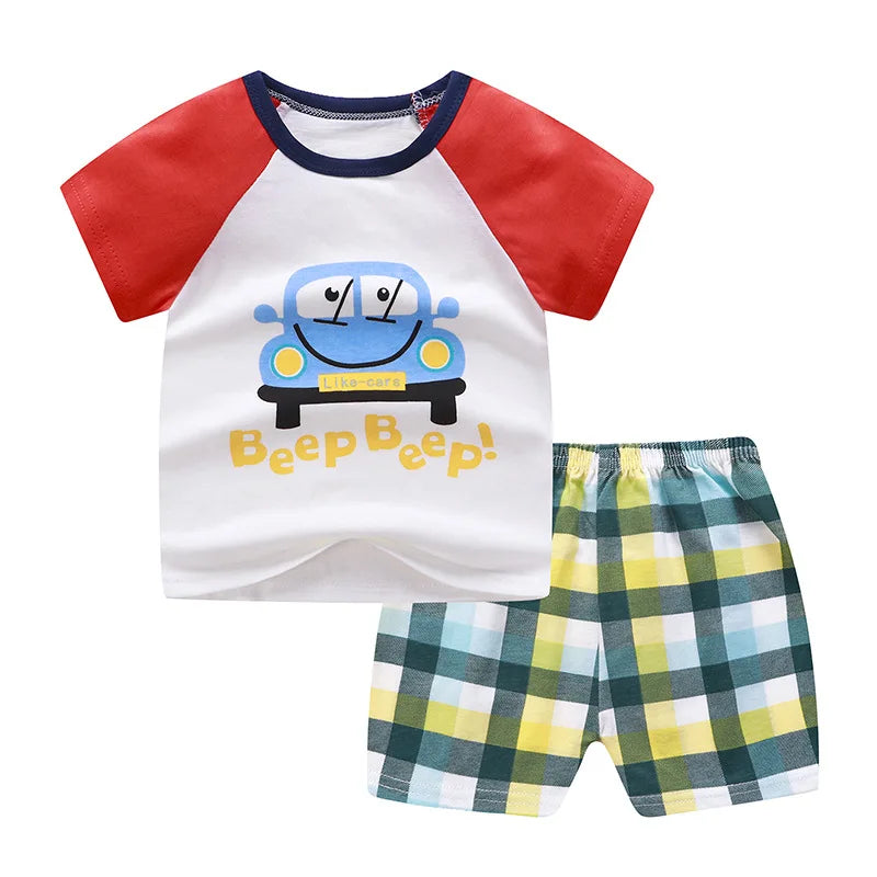 Winnie the Pooh Cute Kids Tracksuit Summer Clothes Cartoon Fashion Baby Boys Short Sleeve T-Shirt + Shorts 2 Piece Set