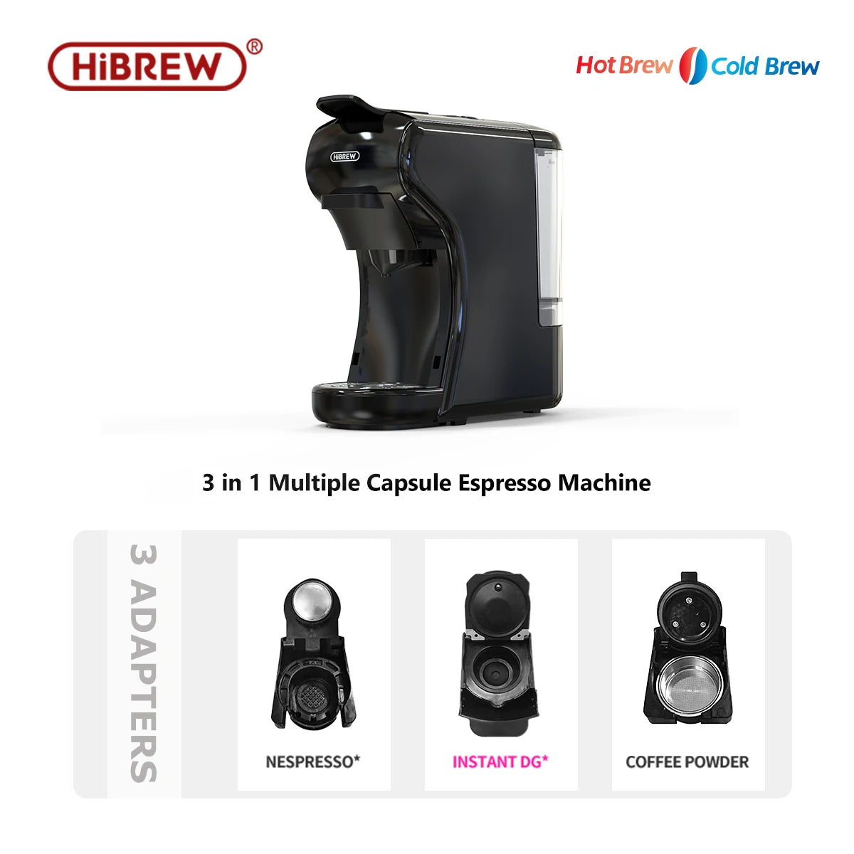 Hiinvasive W Coffee Machine, Hot and Cold Multi-Capsule Coffee Maker, Espresso Pod Coffee Machine, Dolce Milk, Ncomputing so, Powder Authorization, 19 bar, 4 in 1