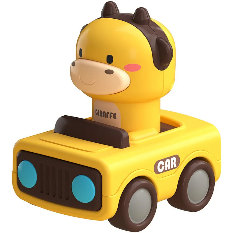 Coche de juguete con animales de dibujos animados - presiona para mover un divertido juego de vehículos para niños