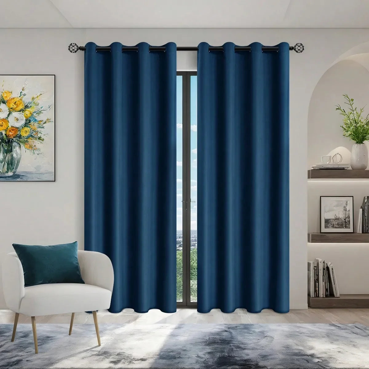 Rideaux occultants 100% solides avec œillets, rideaux de confidentialité totale pour chambre à coucher, beaux rideaux pour salon, 1 pièce