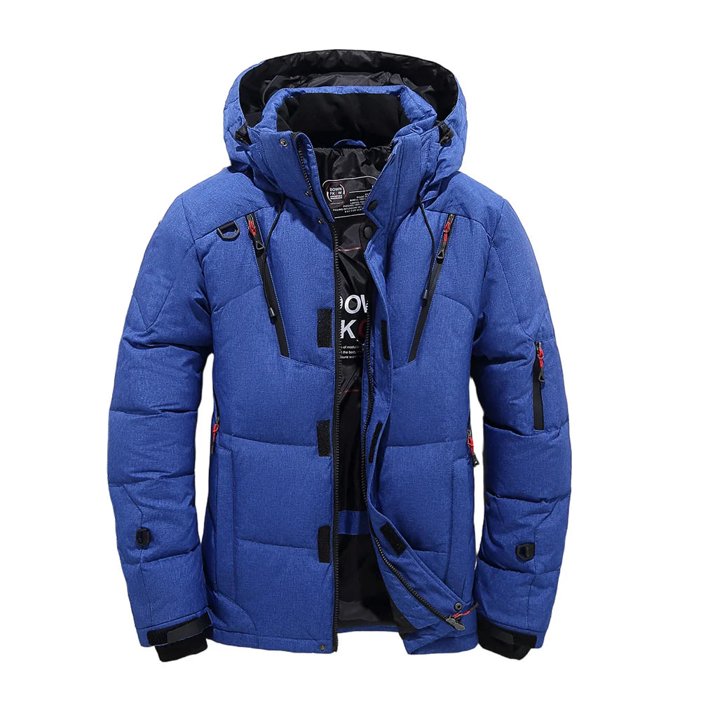 Men's Outdoor Lightweight Warm Detachable Collar Down Jacket Winter New Casual Fashion Multi-Pocket Workwear Down Coat