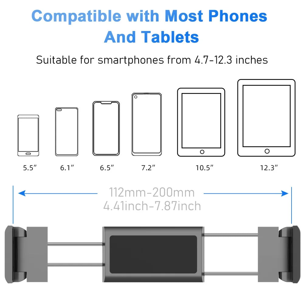 Car Seat Back Telescopic Phone Tablet Holder Headrest Adjustable Universal Tablet Mount for 4.7-12.3 Inch Car Accessories