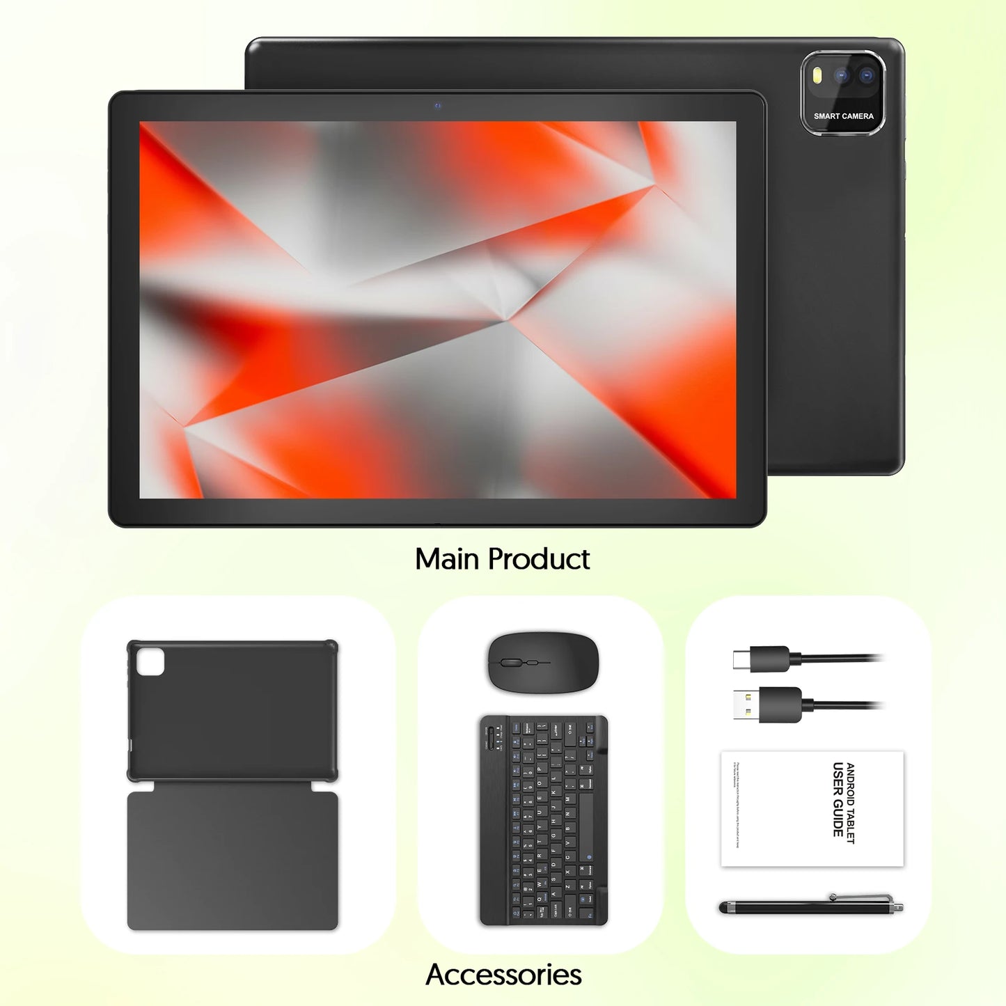 BAKEN Android Tablet 15 10 inch, Quad-Core Processor, 12GB (3+9 Extension) RAM + 64GB Storage, 5G WiFi, 1280*800 Dual Camera