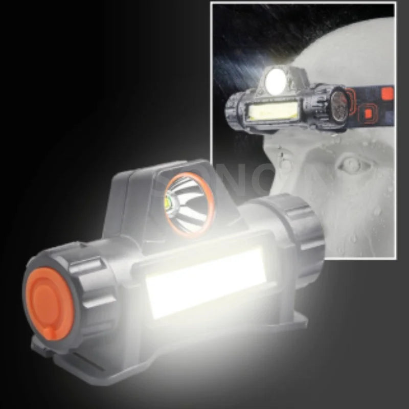 Lampe frontale LED 2 modes USB Rechargeable phare puissant IP66 étanche 18650 lampe frontale Camping pêche lanterne