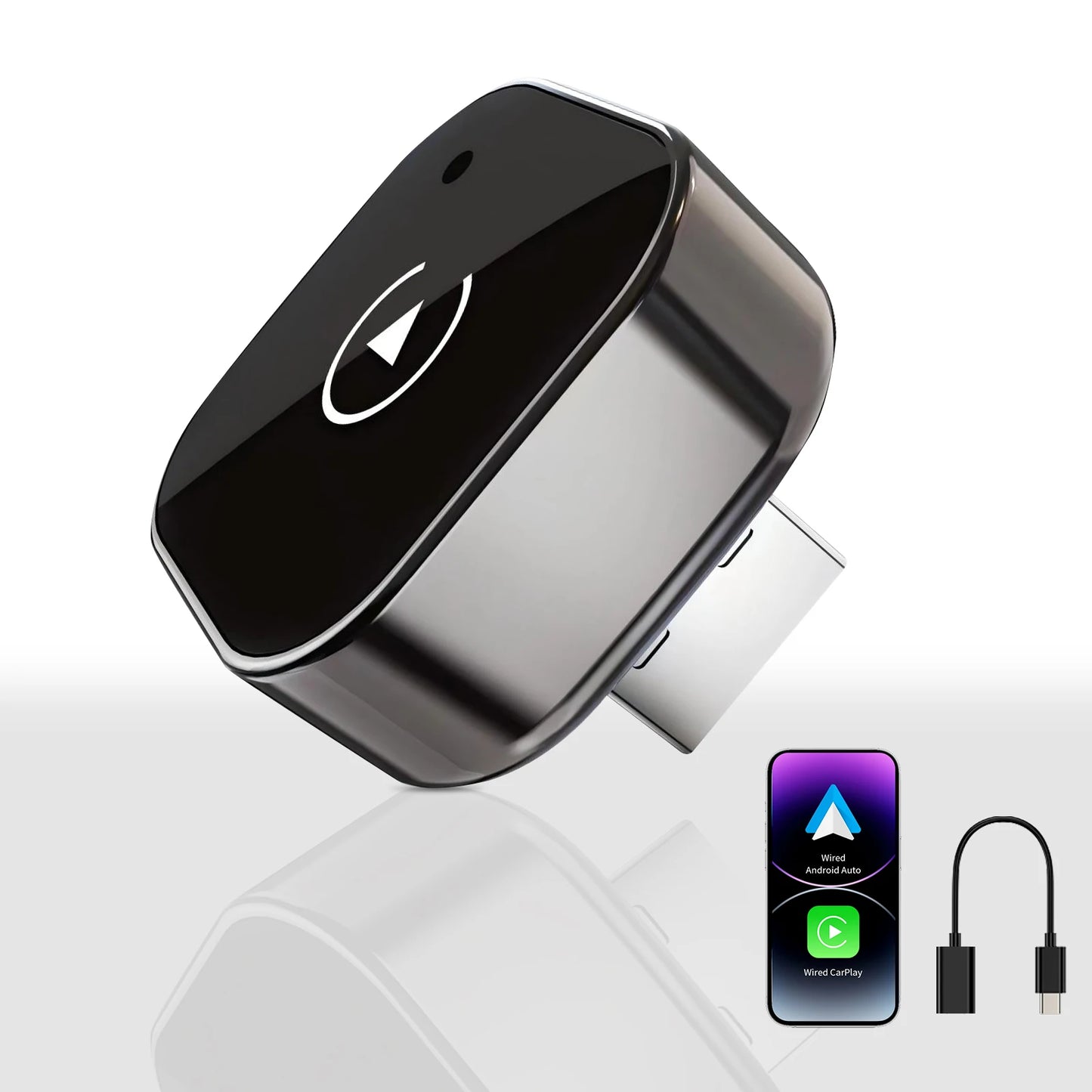 Adaptateur sans fil 2 en 1 pour voiture — WiFi 5G rapide, Plug and Play, USB-C