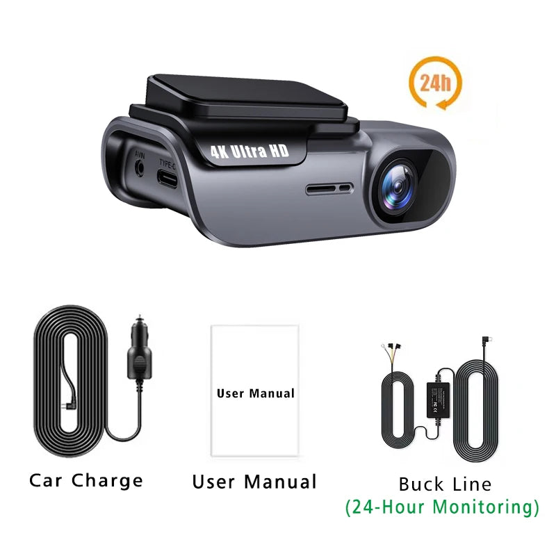 4K 3840x2160P WIFI Dash Cam, Car DVR, Video Driving Recorder, Registrar, Black Box, 24-hour Surveillance, Night Vision