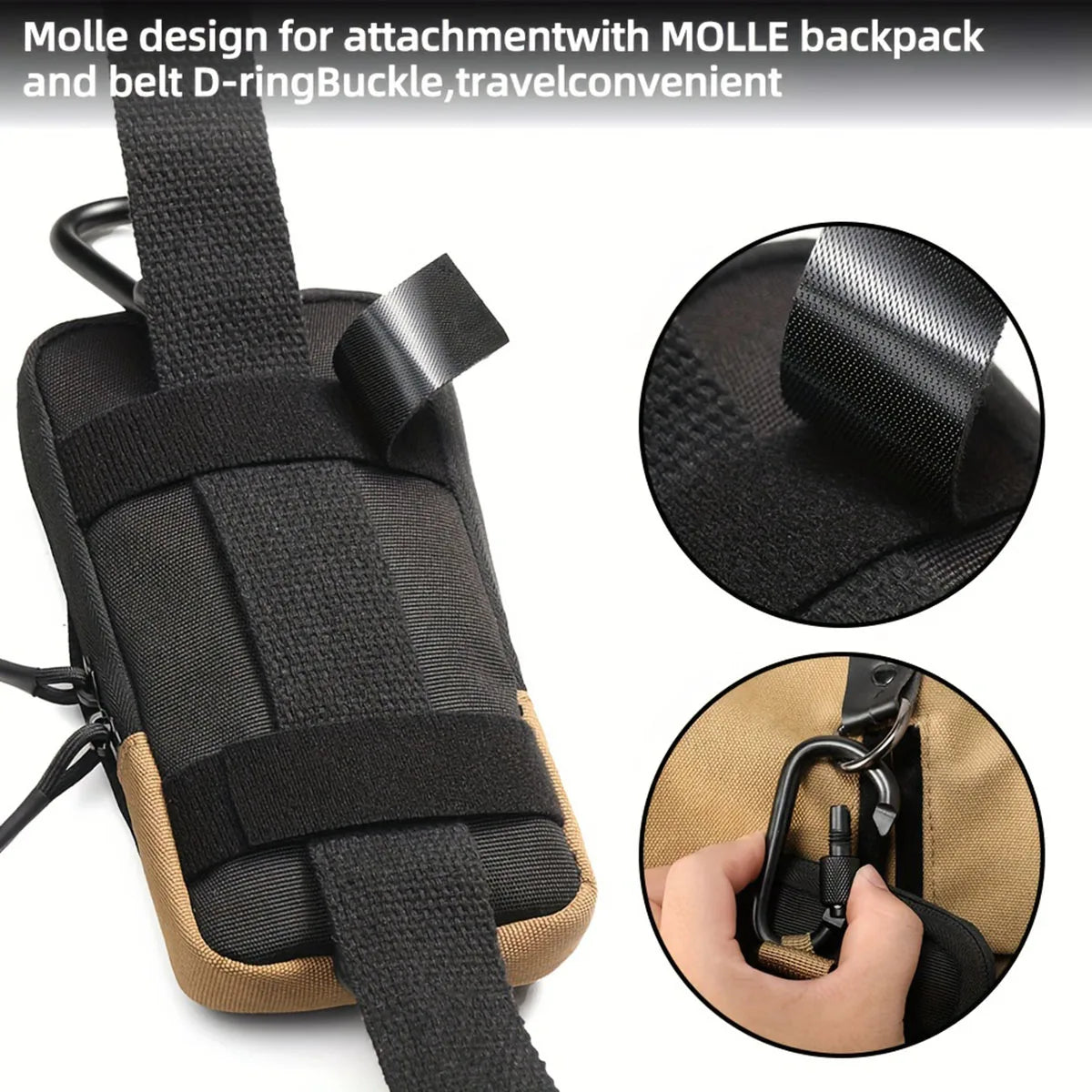 Sac de taille de sport multifonctionnel noir pour alpinisme et randonnée en plein air, sac pour téléphone portable, sac d'alpinisme en plein air, 1 pièce