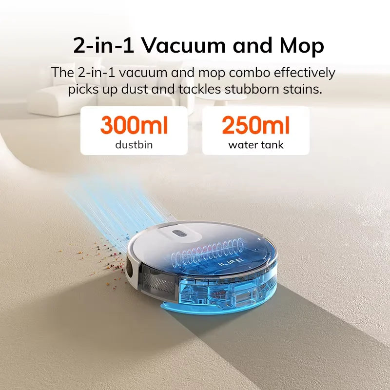 ILIFE V10 Robot Vacuum Cleaner, 5000Pa Suction, Gyro Navigation, Self-Charging, Rolling Brush