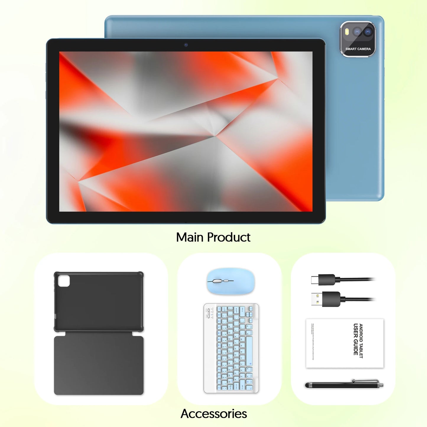 BAKEN Android Tablet 15 10 inch, Quad-Core Processor, 12GB (3+9 Extension) RAM + 64GB Storage, 5G WiFi, 1280*800 Dual Camera