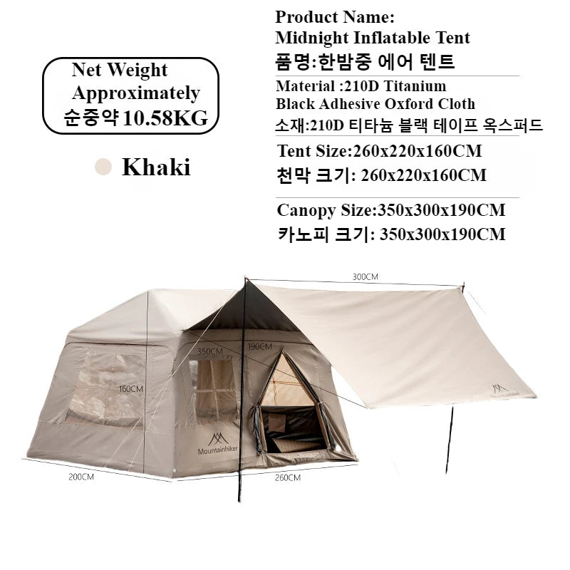 Tente Camping Gonflable 3-5 Personnes — Étanche Rapide Pompe Manuelle Anti-UV