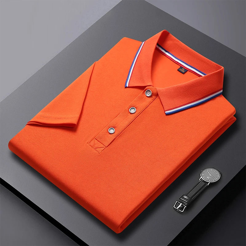 Polo de negocios de manga corta para hombre, top con cuello polo, camiseta casual, documento sólido, verano, 2024, 2024